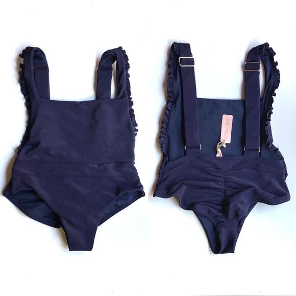 Urban Outfitters x Chloé Rose Primrose Pinafore Ribbed One-Piece Swimsuit - Picture 5 of 6